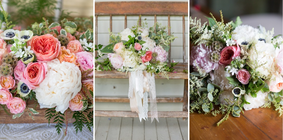 Photo triptych of floral arrangements by Emily Herzig